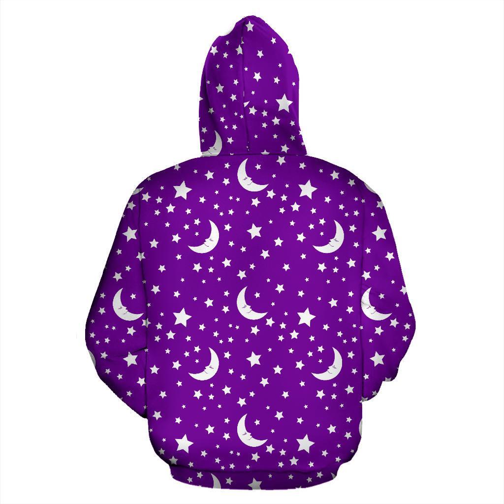 Moon Purple Pattern Print Men Women Pullover Hoodie-grizzshop