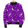 Moon Purple Pattern Print Men's Bomber Jacket-grizzshop