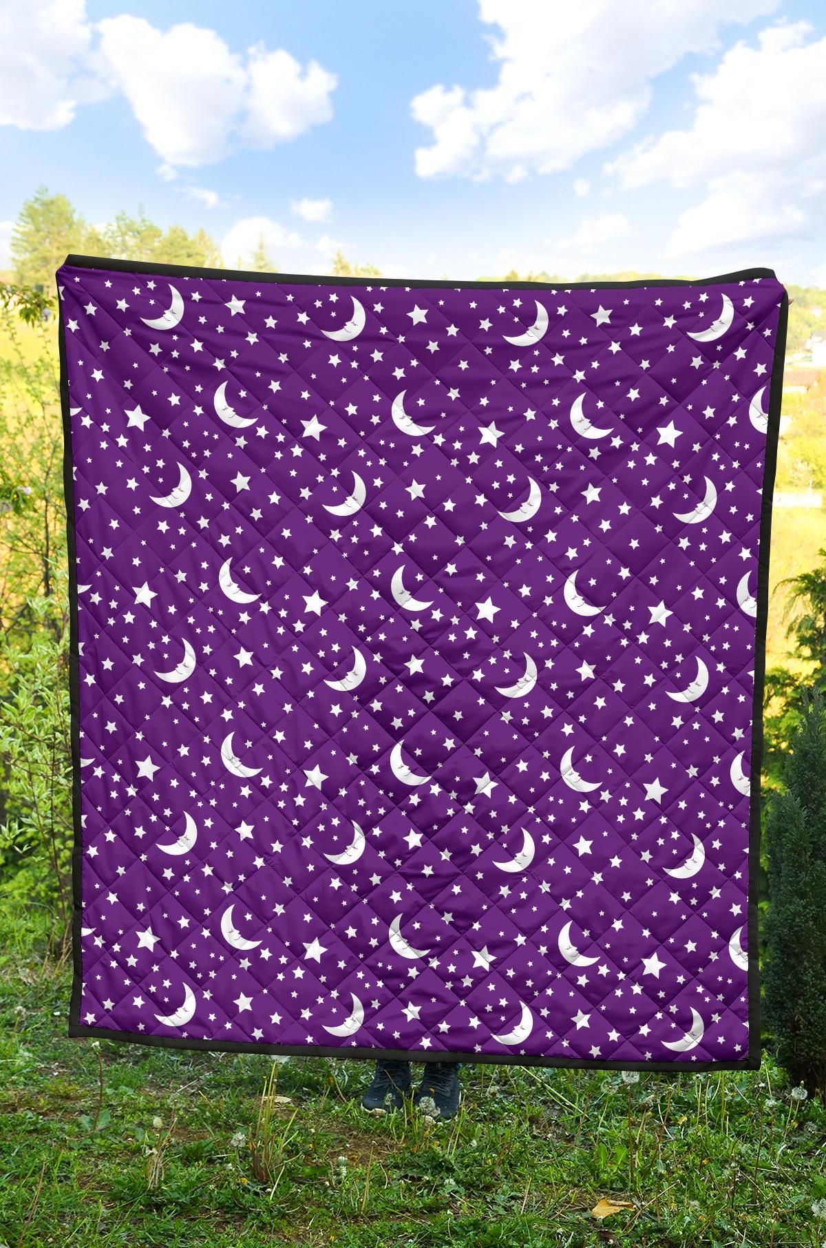 Moon Purple Pattern Print Quilt-grizzshop