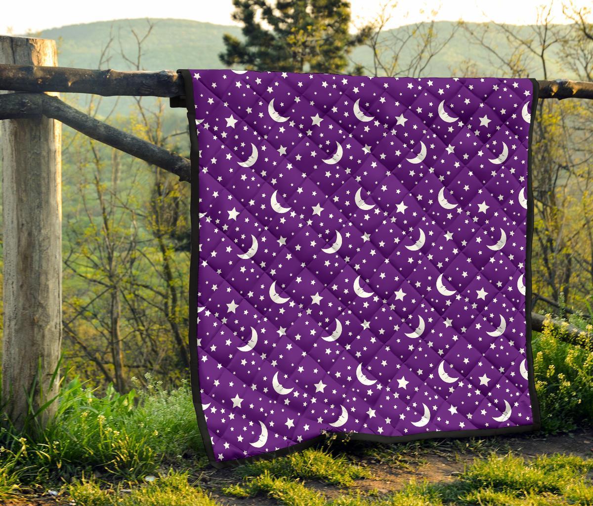 Moon Purple Pattern Print Quilt-grizzshop