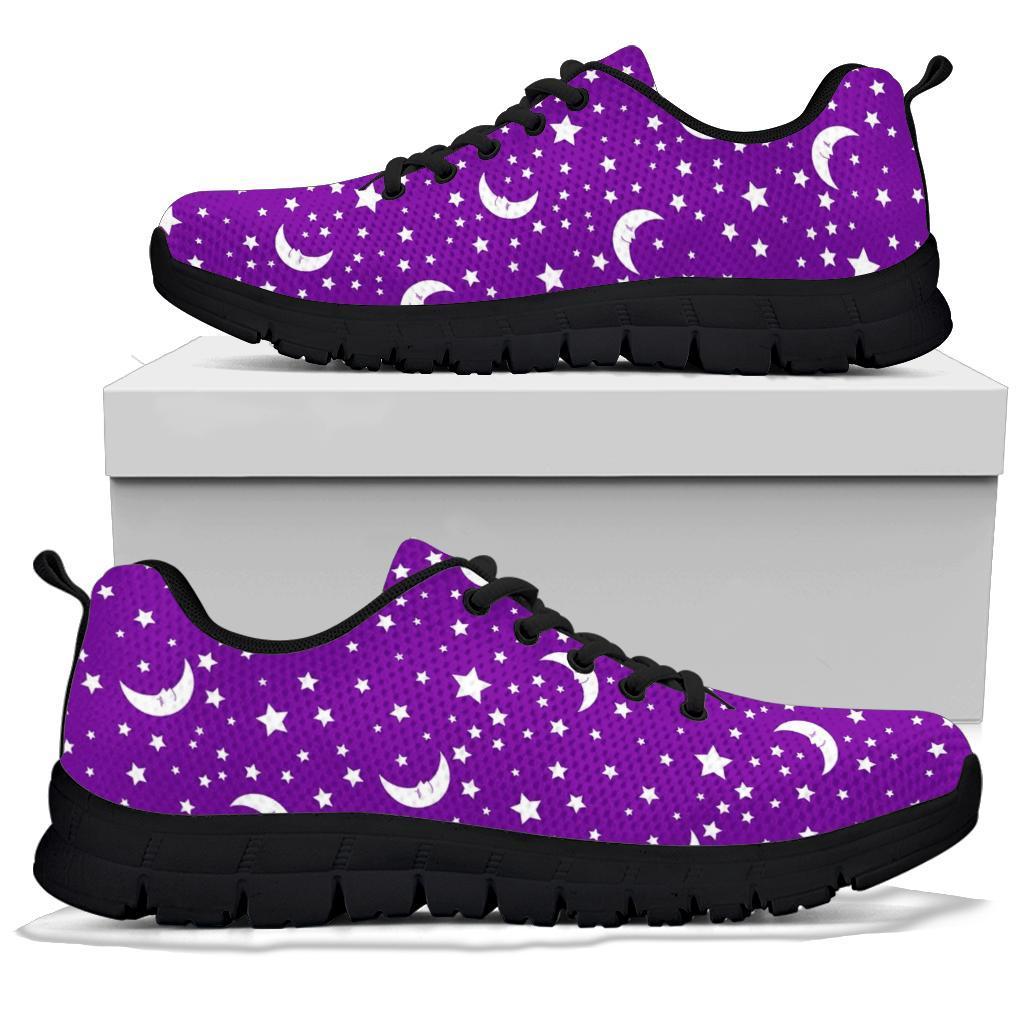 Moon Purple Pattern Print Sneaker Shoes For Men Women-grizzshop