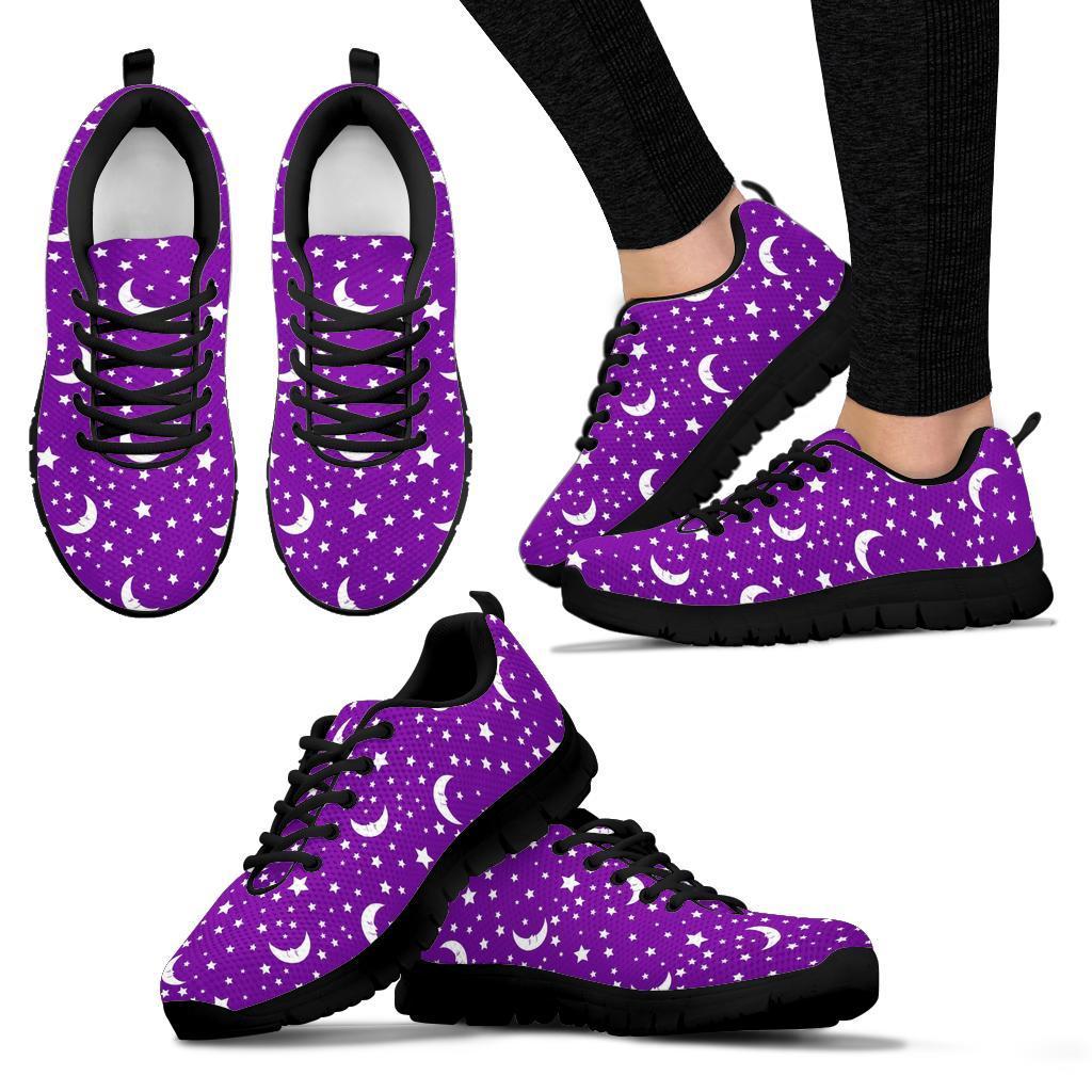 Moon Purple Pattern Print Sneaker Shoes For Men Women-grizzshop