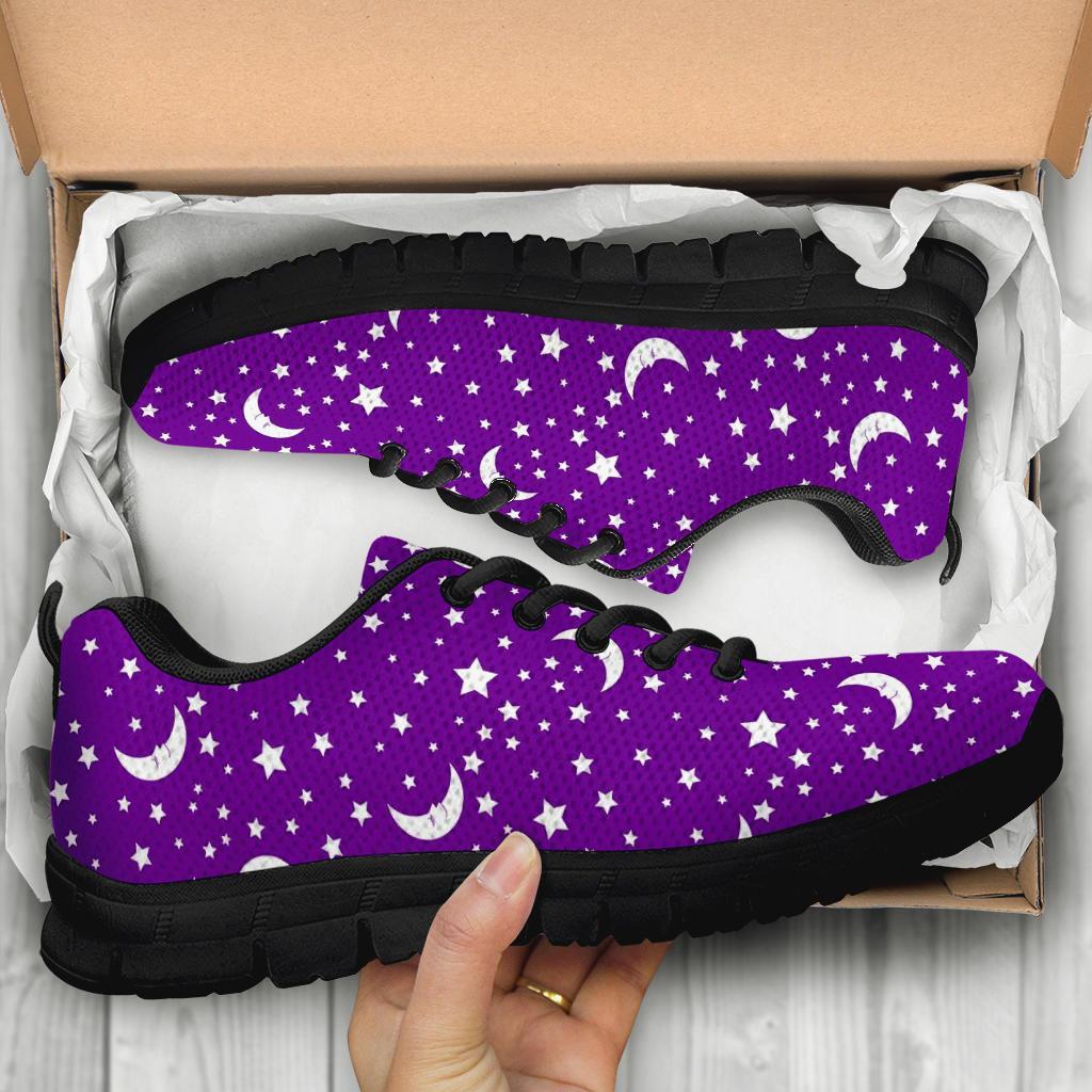 Moon Purple Pattern Print Sneaker Shoes For Men Women-grizzshop