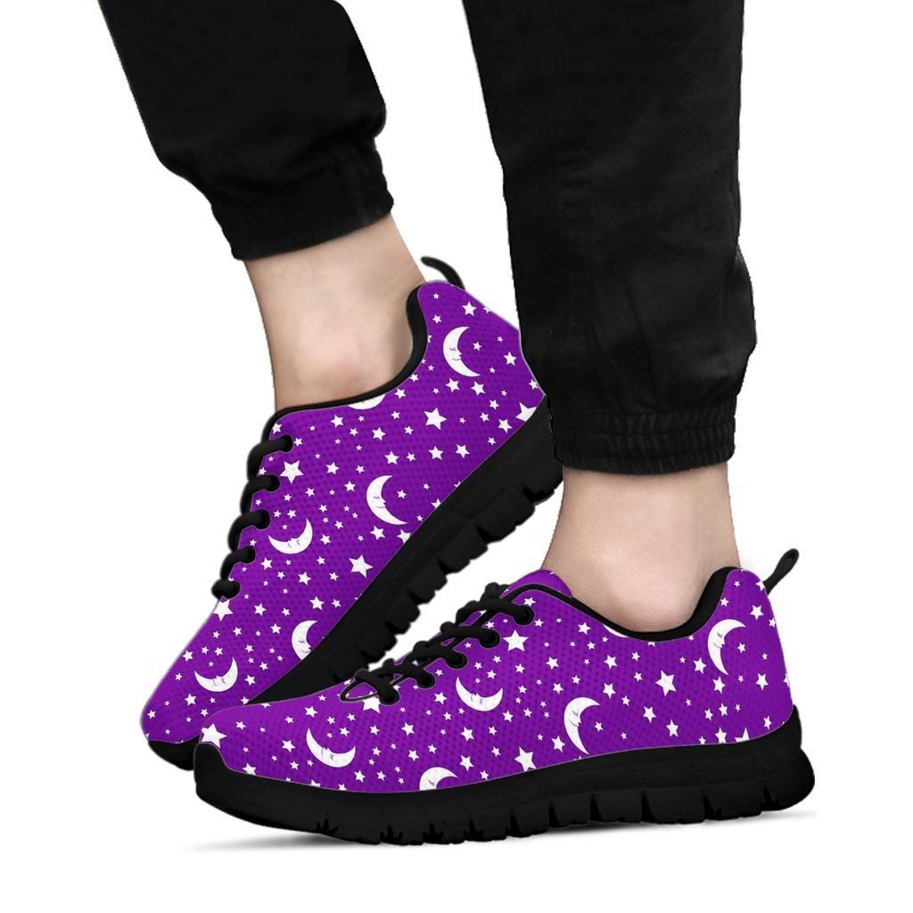 Moon Purple Pattern Print Sneaker Shoes For Men Women-grizzshop