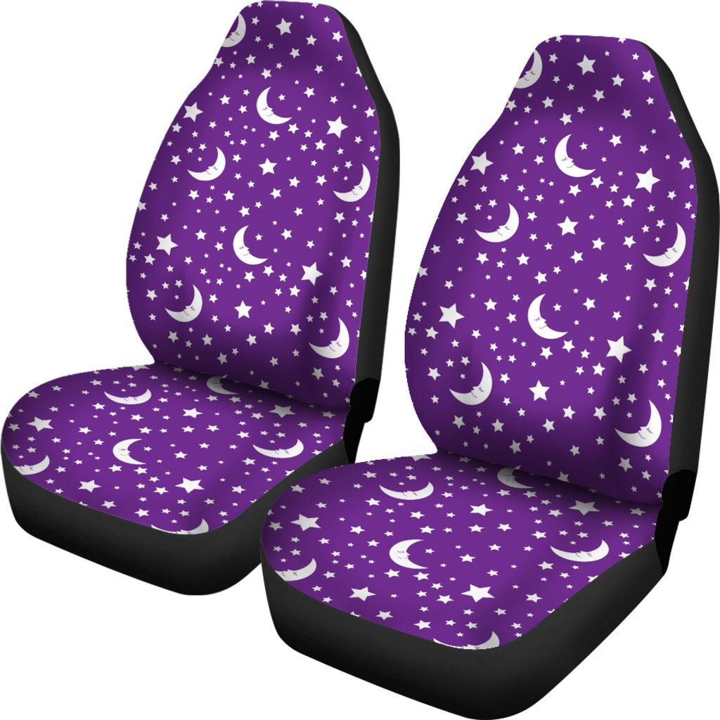 Moon Purple Pattern Print Universal Fit Car Seat Covers-grizzshop