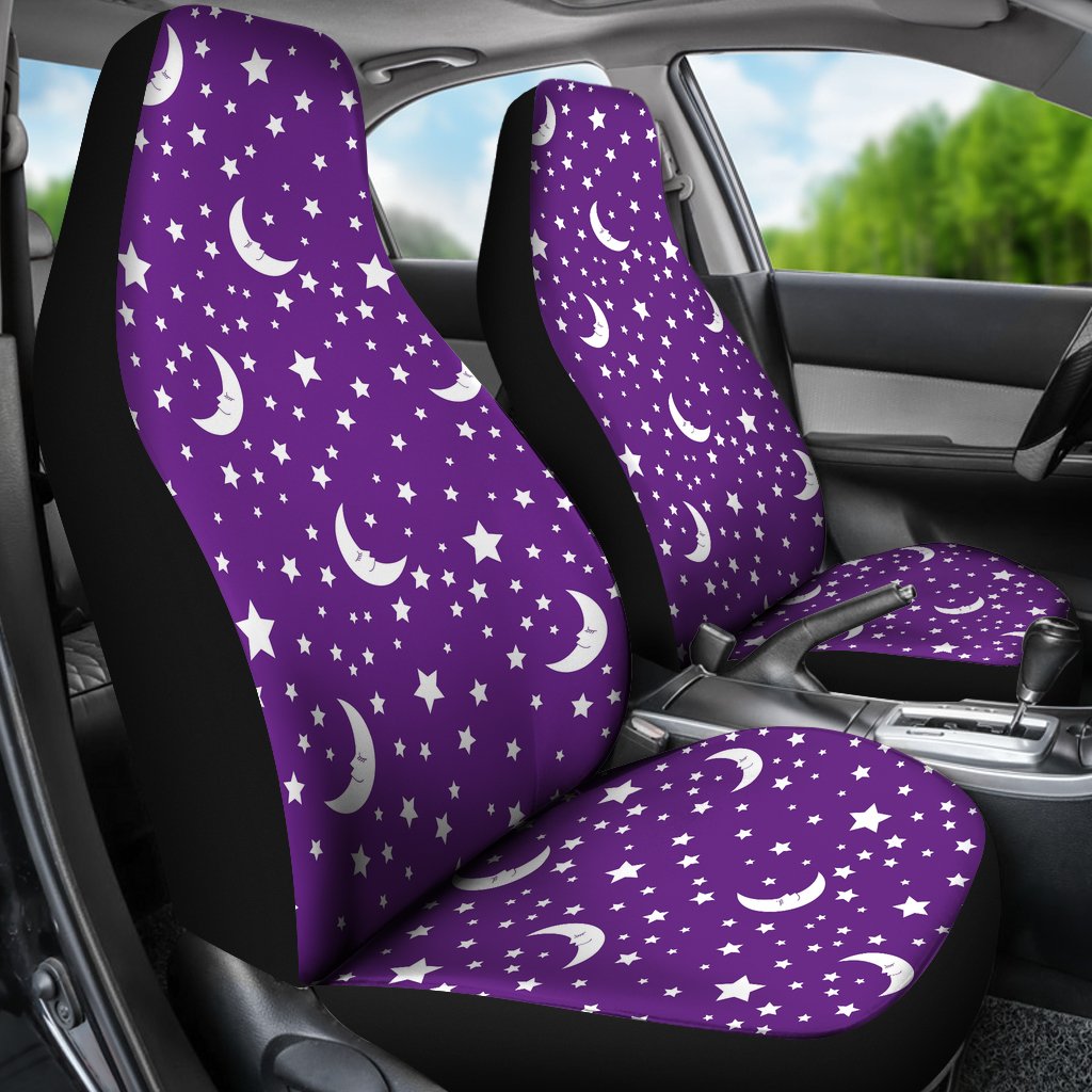 Moon Purple Pattern Print Universal Fit Car Seat Covers-grizzshop