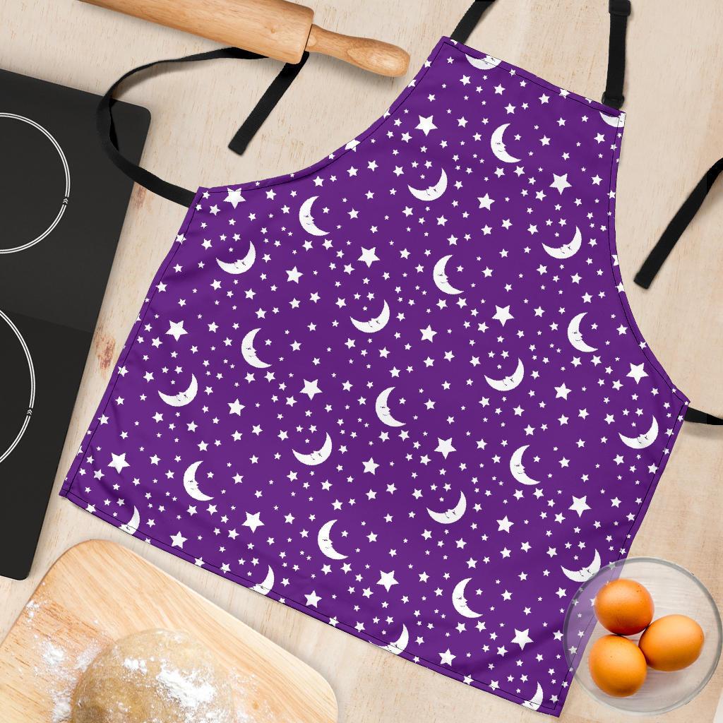 Moon Purple Pattern Print Women's Apron-grizzshop