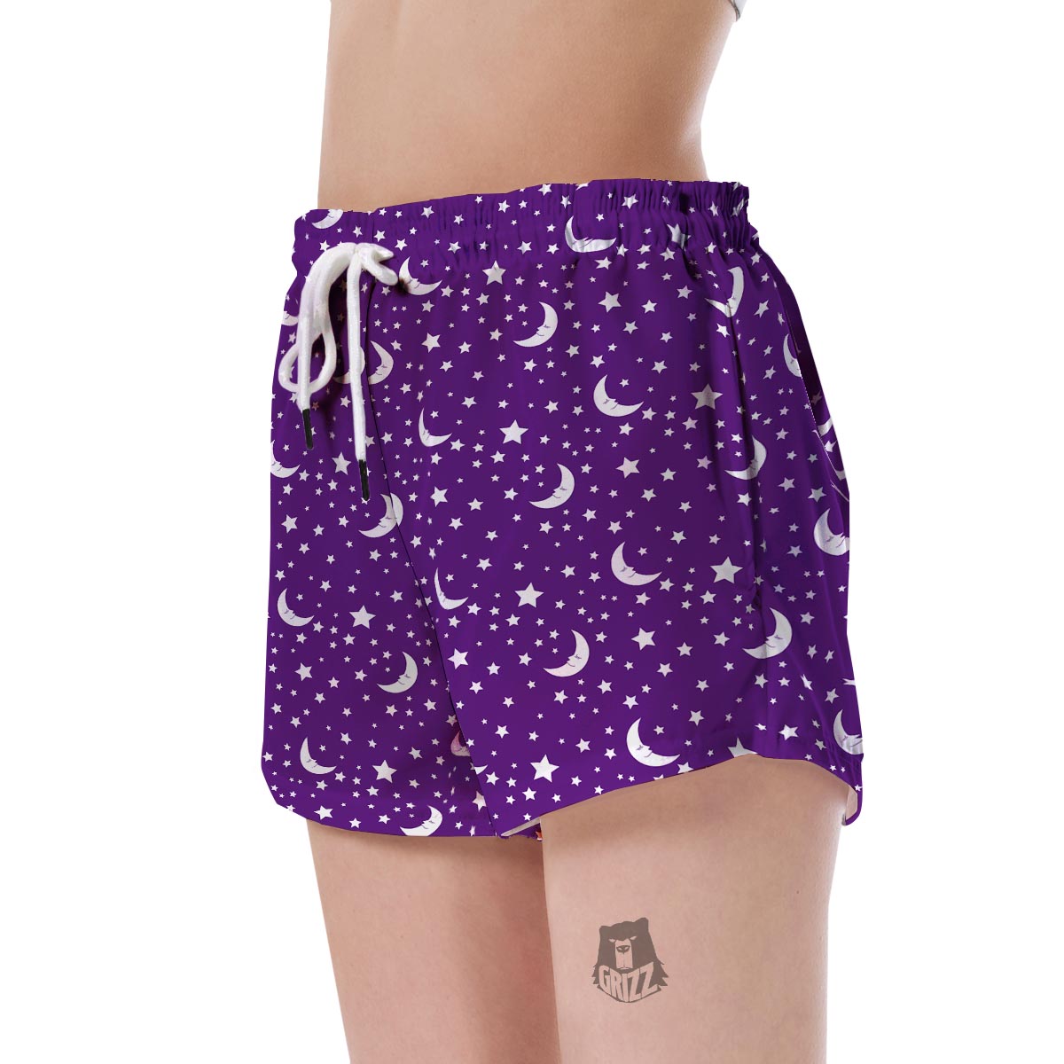 Moon Purple Pattern Print Women's Shorts-grizzshop