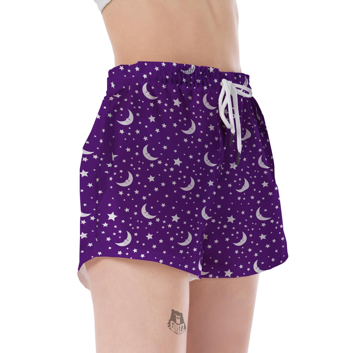 Moon Purple Pattern Print Women's Shorts-grizzshop