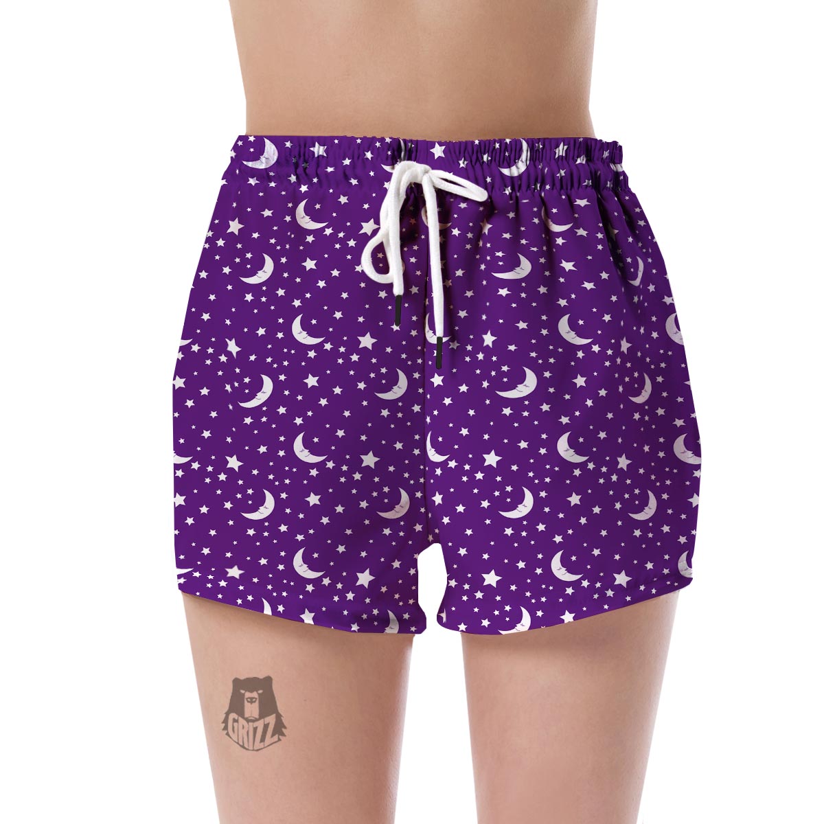 Moon Purple Pattern Print Women's Shorts-grizzshop