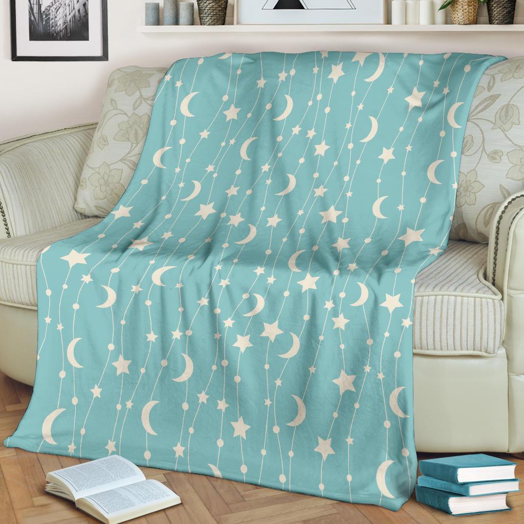 Moon Star Pattern Print Blanket-grizzshop