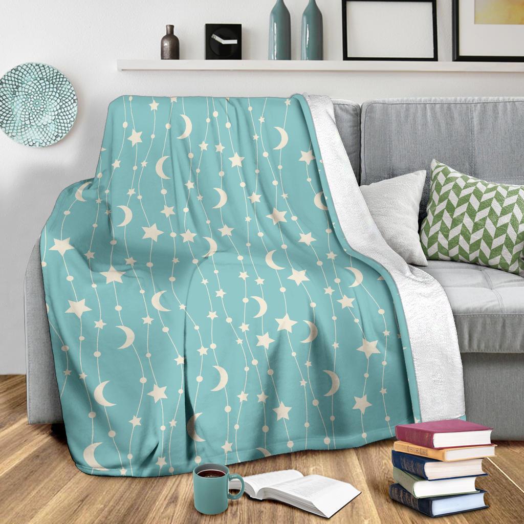 Moon Star Pattern Print Blanket-grizzshop