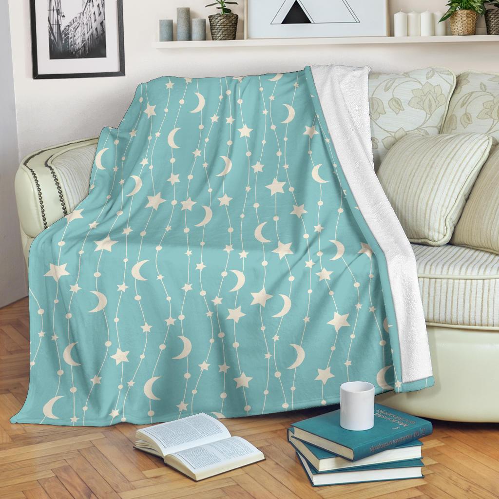 Moon Star Pattern Print Blanket-grizzshop