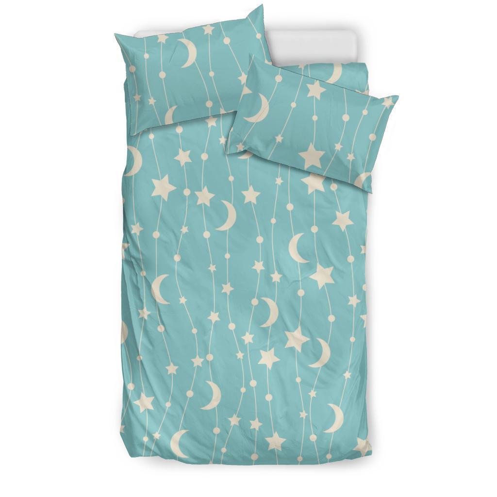 Moon Star Pattern Print Duvet Cover Bedding Set-grizzshop