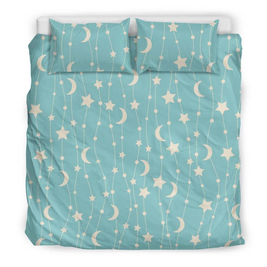 Moon Star Pattern Print Duvet Cover Bedding Set-grizzshop