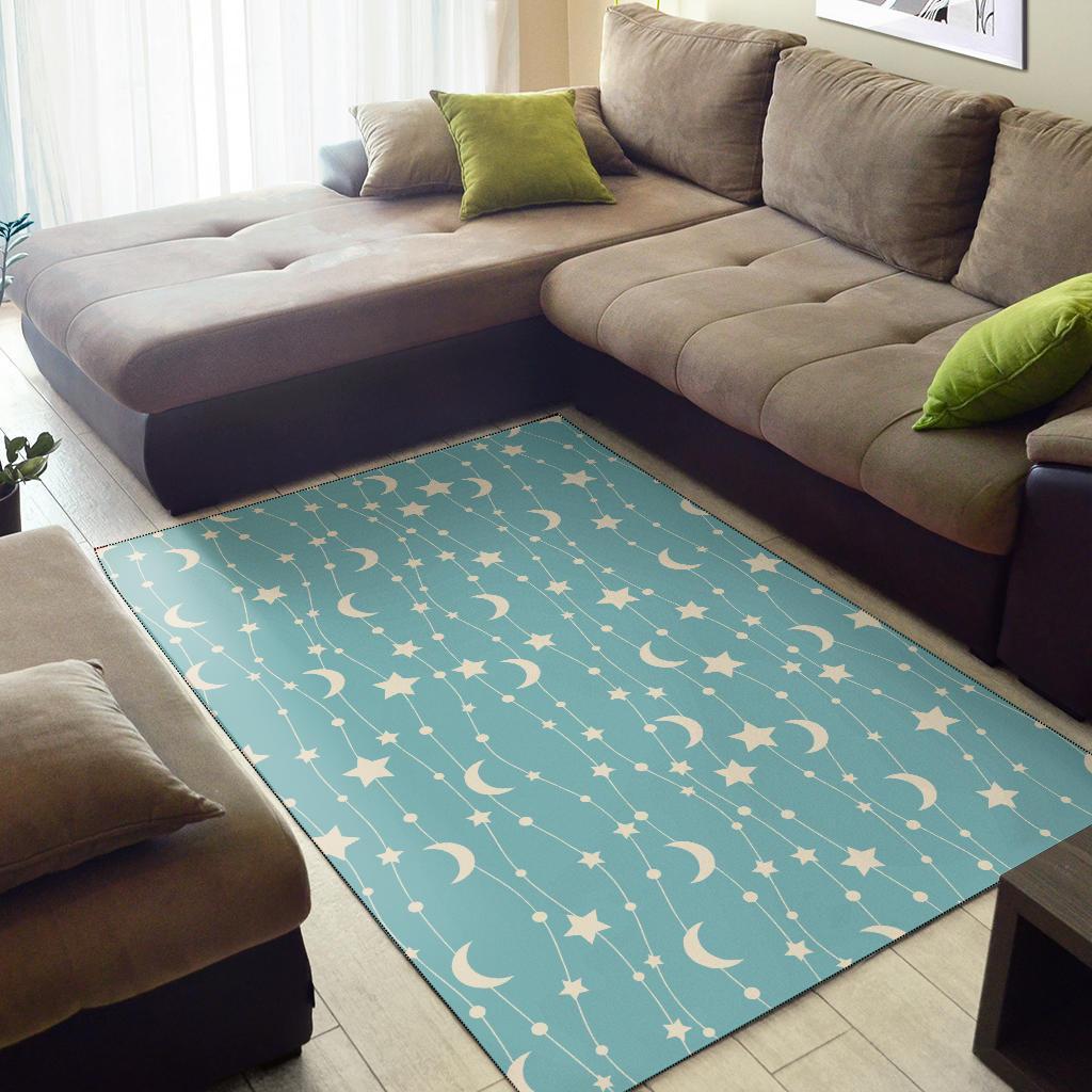 Moon Star Pattern Print Floor Mat-grizzshop