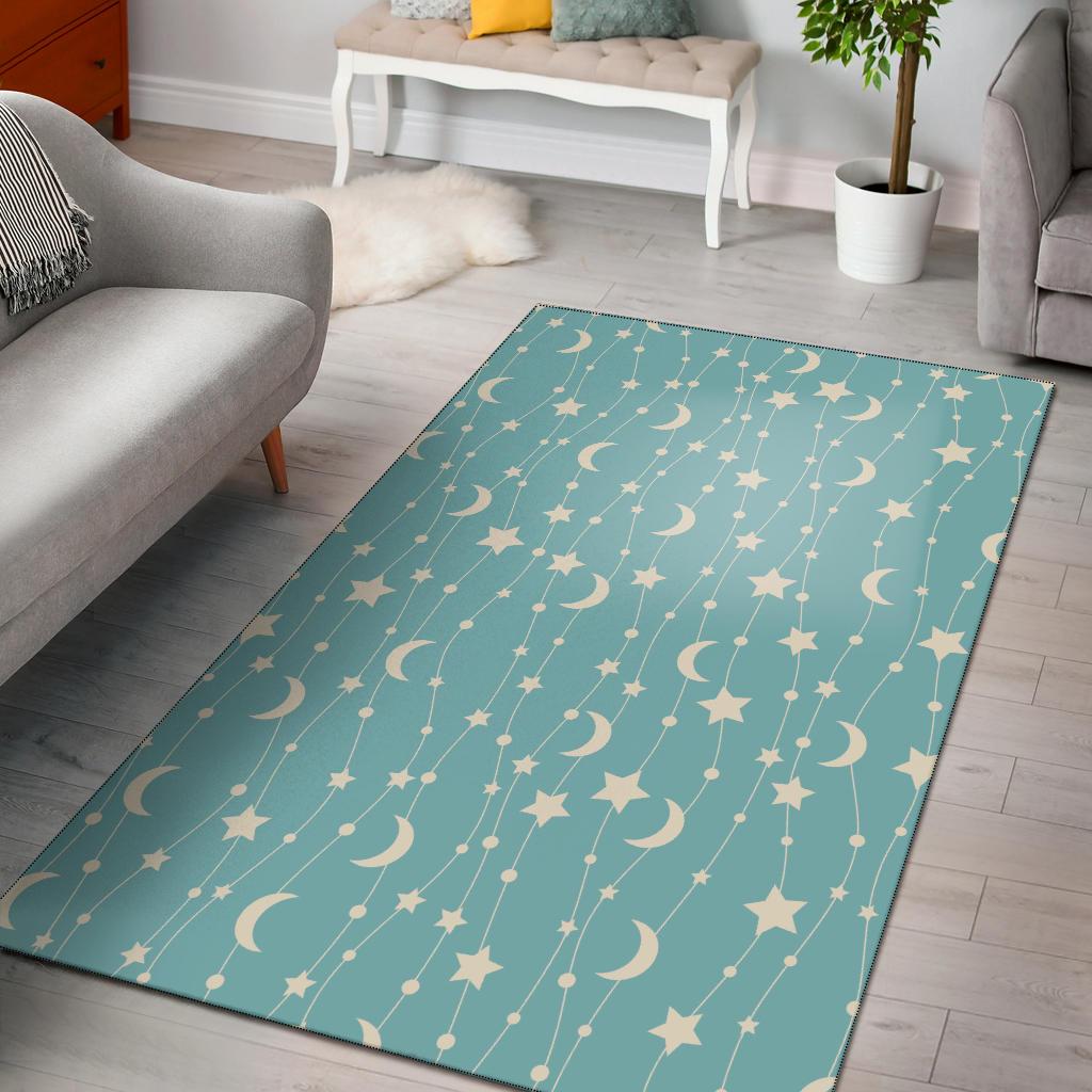 Moon Star Pattern Print Floor Mat-grizzshop