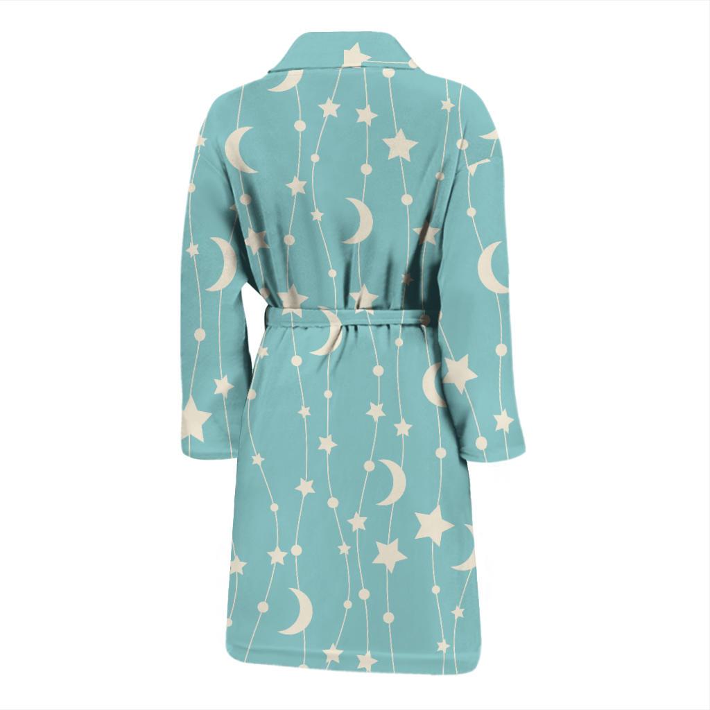 Moon Star Pattern Print Men Long Robe-grizzshop