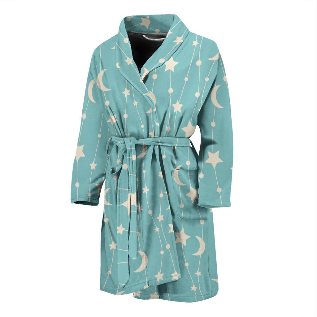 Moon Star Pattern Print Men Long Robe-grizzshop