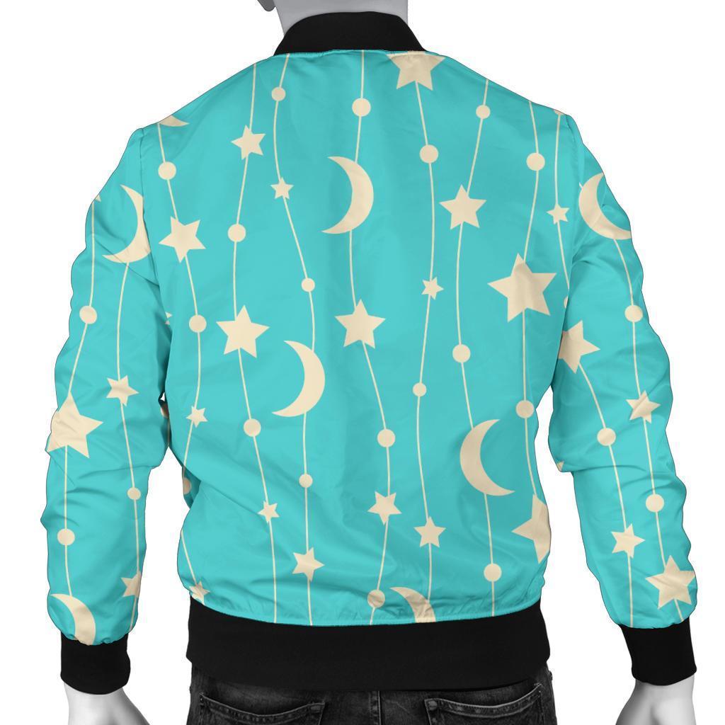 Moon Star Pattern Print Men's Bomber Jacket-grizzshop