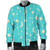 Moon Star Pattern Print Men's Bomber Jacket-grizzshop