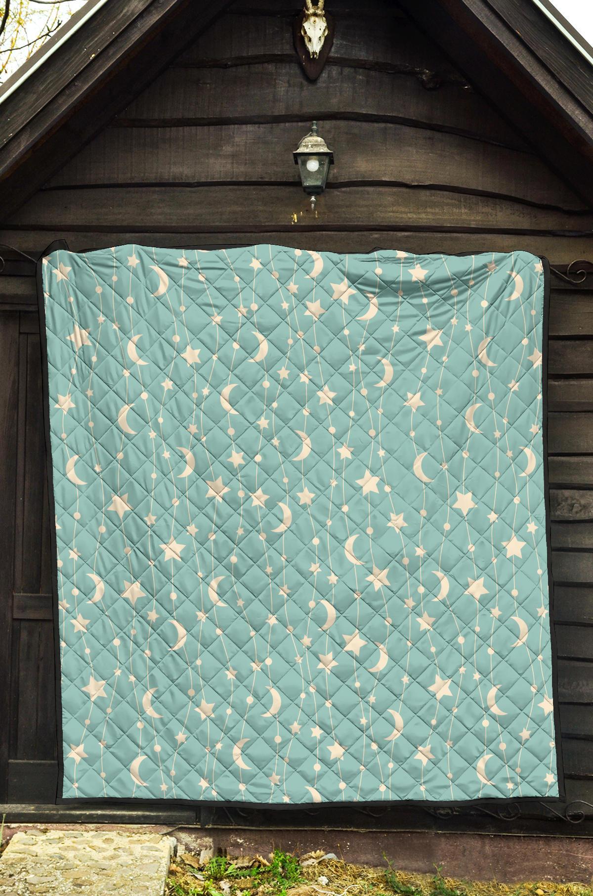 Moon Star Pattern Print Quilt-grizzshop