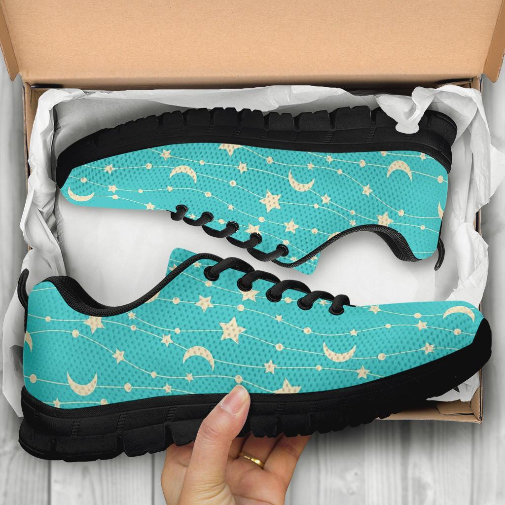 Moon Star Pattern Print Sneaker Shoes For Men Women-grizzshop