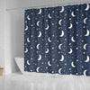 Moon Star Print Pattern Bathroom Shower Curtain-grizzshop