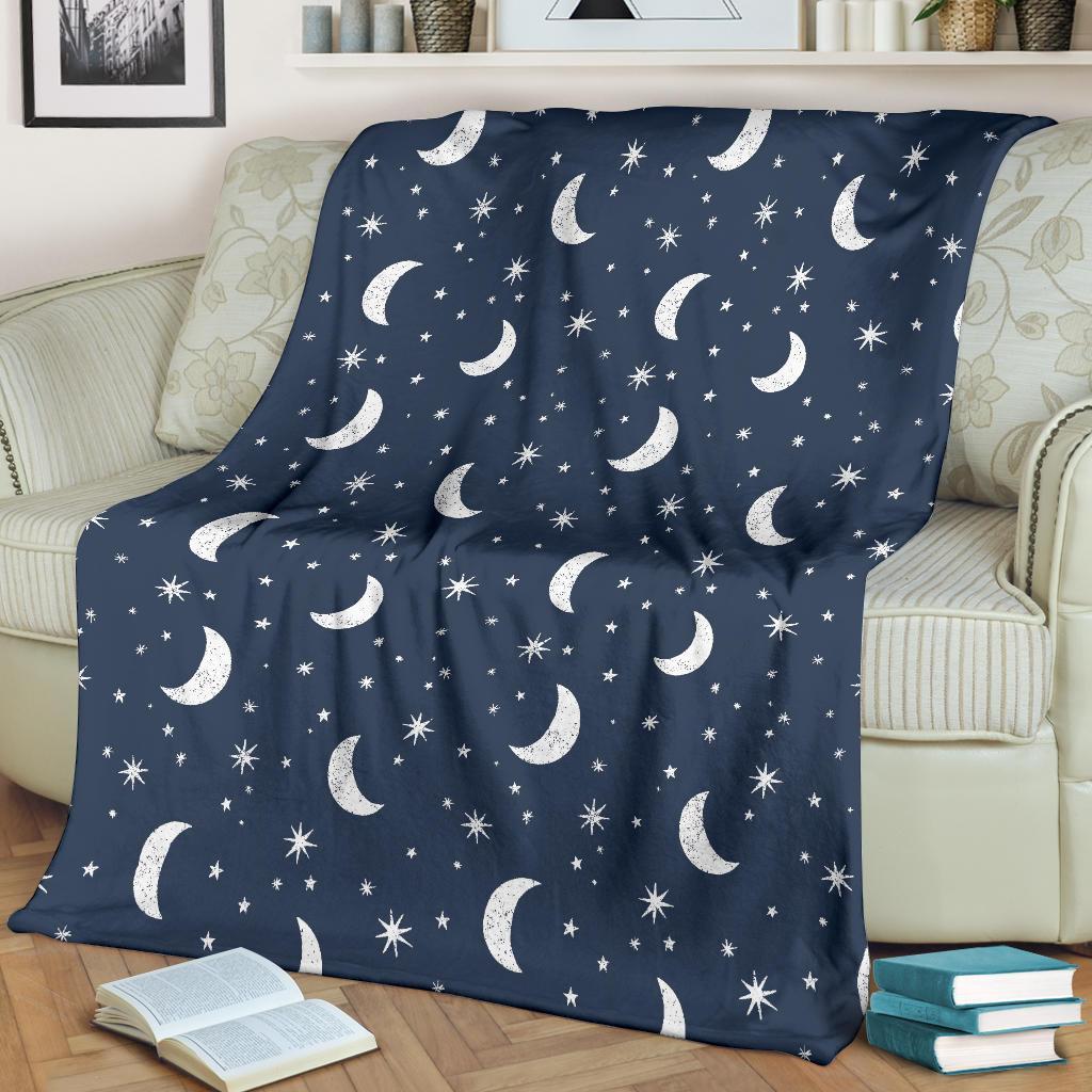 Moon Star Print Pattern Blanket-grizzshop