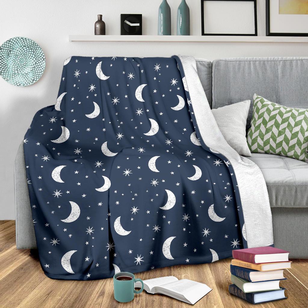 Moon Star Print Pattern Blanket-grizzshop