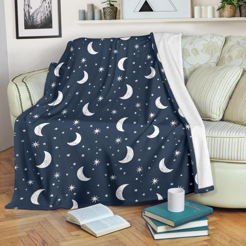 Moon Star Print Pattern Blanket-grizzshop