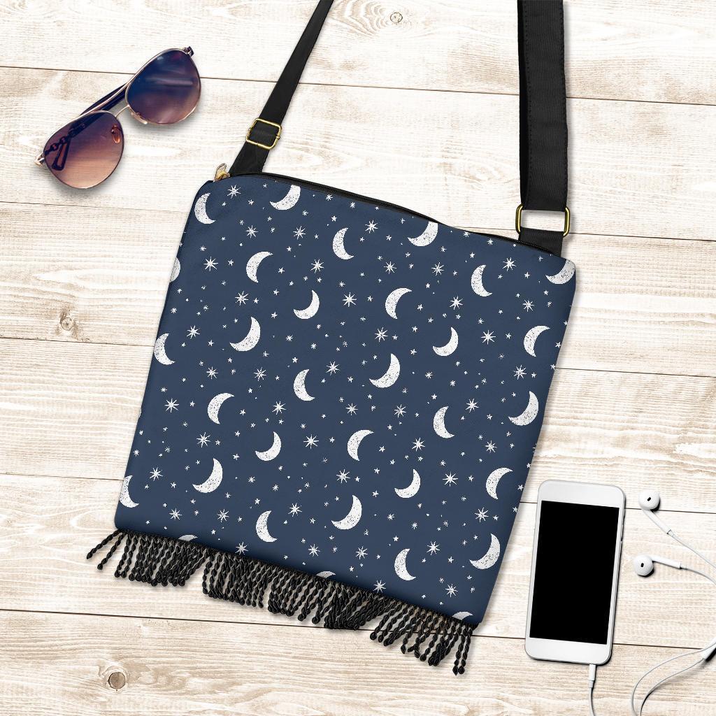 Moon Star Print Pattern Crossbody bags-grizzshop