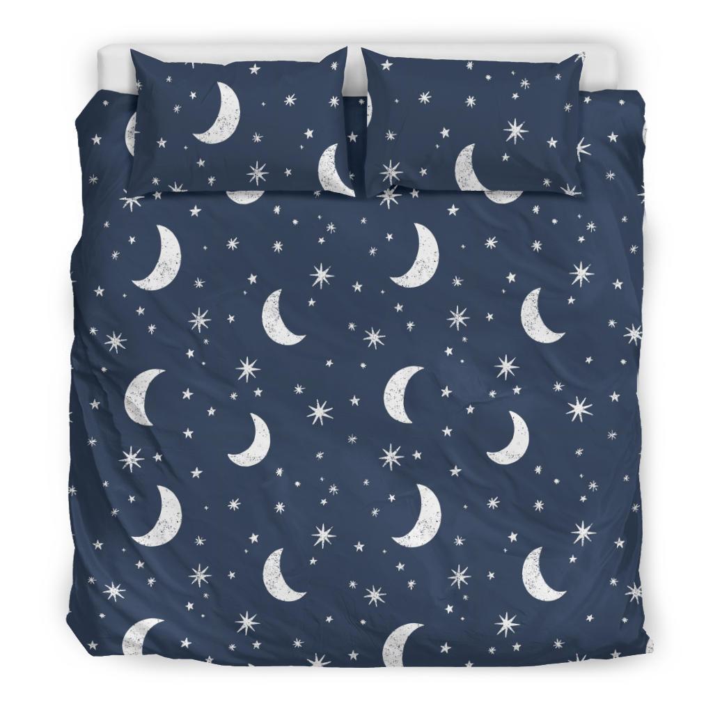 Moon Star Print Pattern Duvet Cover Bedding Set-grizzshop