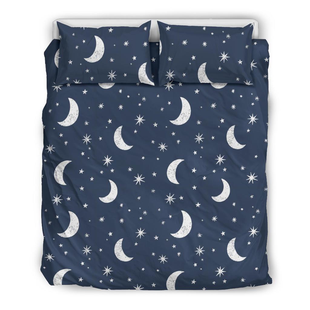 Moon Star Print Pattern Duvet Cover Bedding Set-grizzshop