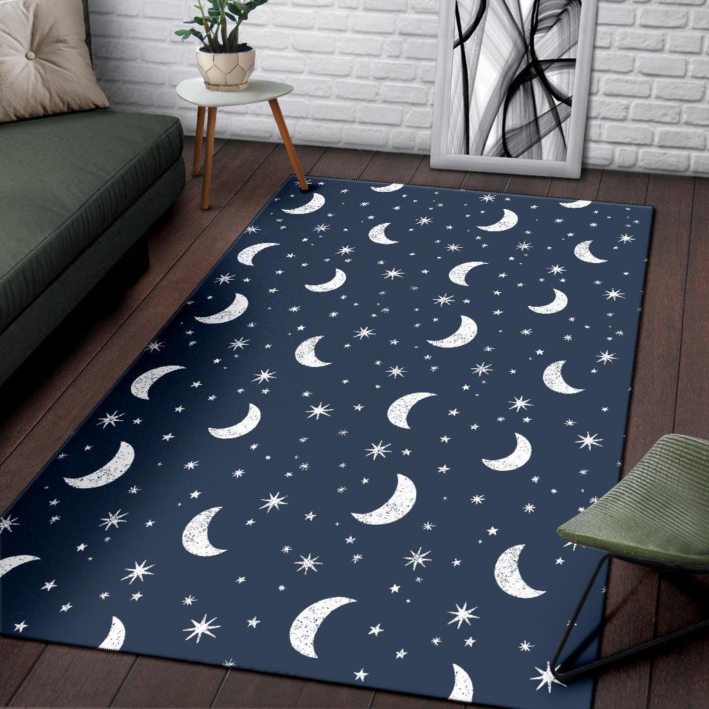 Moon Star Print Pattern Floor Mat-grizzshop