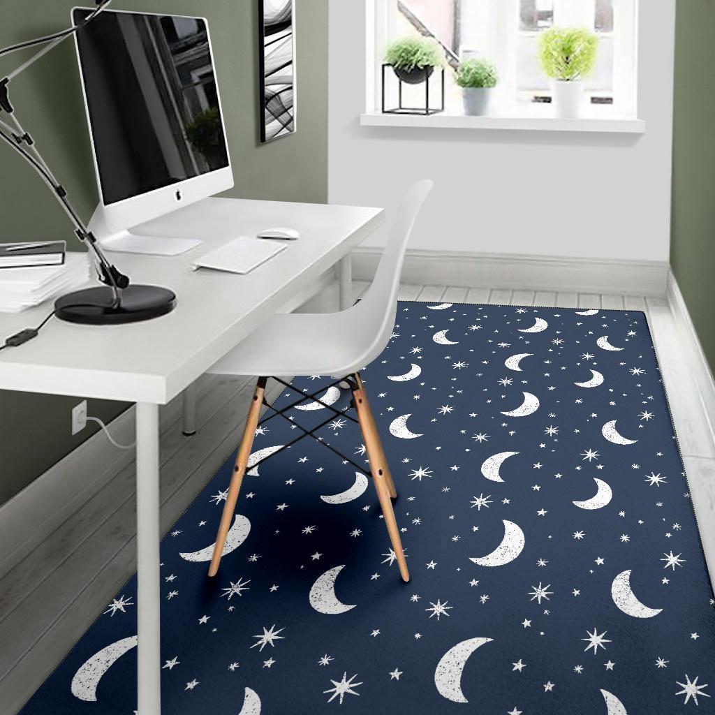 Moon Star Print Pattern Floor Mat-grizzshop