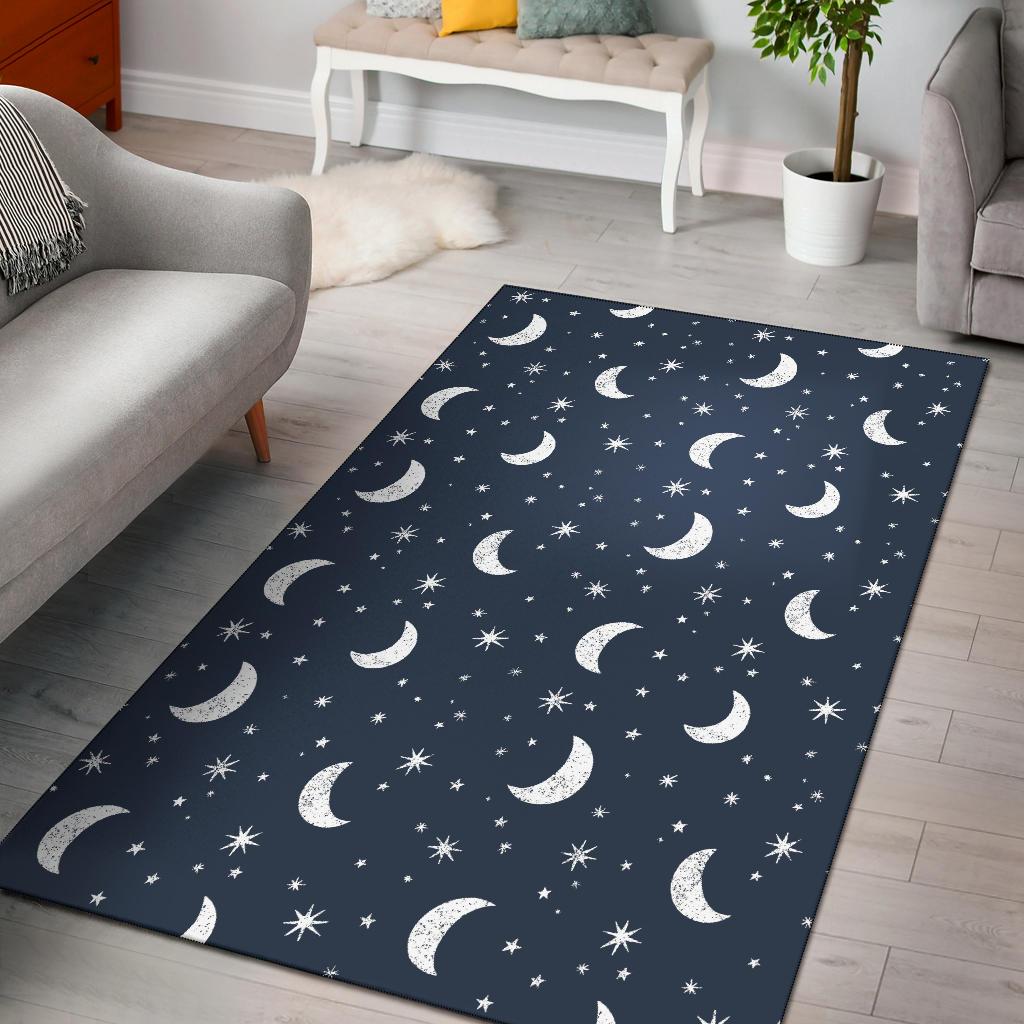 Moon Star Print Pattern Floor Mat-grizzshop