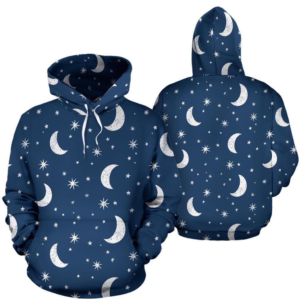 Moon Star Print Pattern Men Women Pullover Hoodie-grizzshop