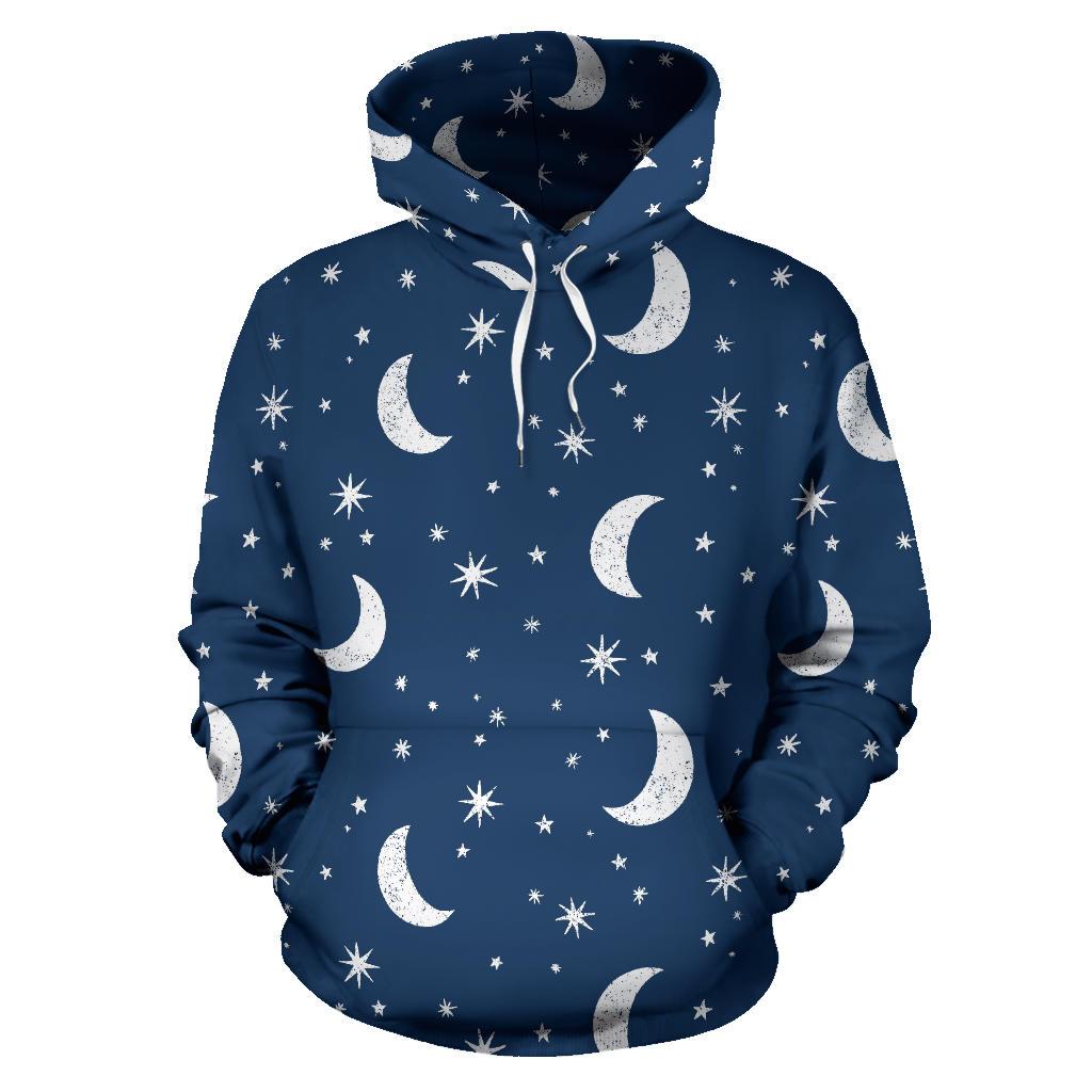 Moon Star Print Pattern Men Women Pullover Hoodie-grizzshop