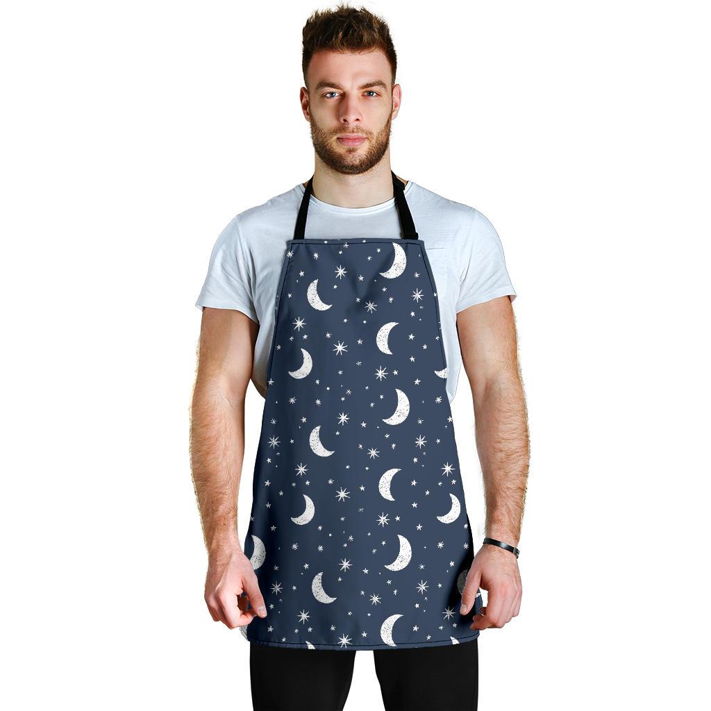 Moon Star Print Pattern Men's Apron-grizzshop