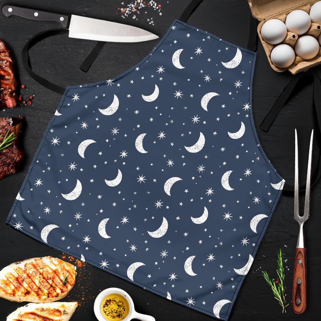 Moon Star Print Pattern Men's Apron-grizzshop