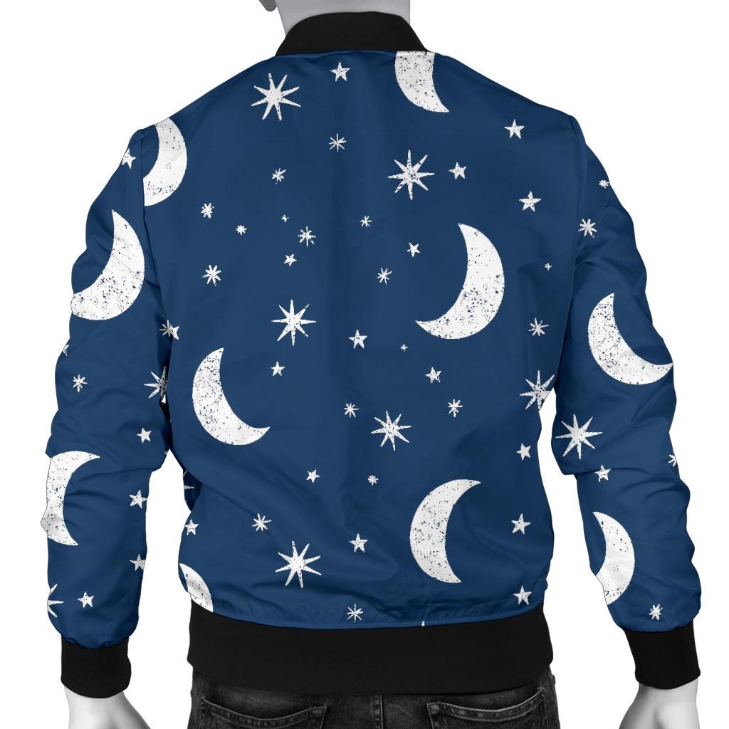 Moon Star Print Pattern Men's Bomber Jacket-grizzshop