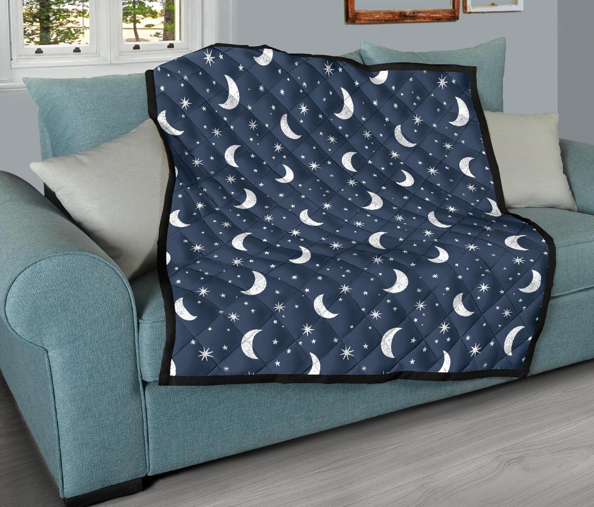 Moon Star Print Pattern Quilt-grizzshop