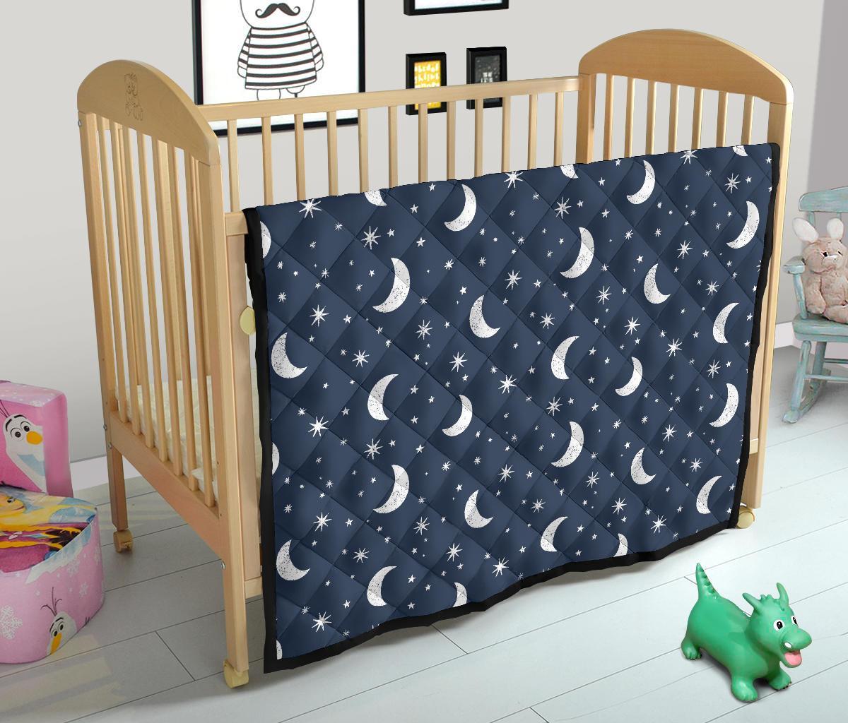 Moon Star Print Pattern Quilt-grizzshop