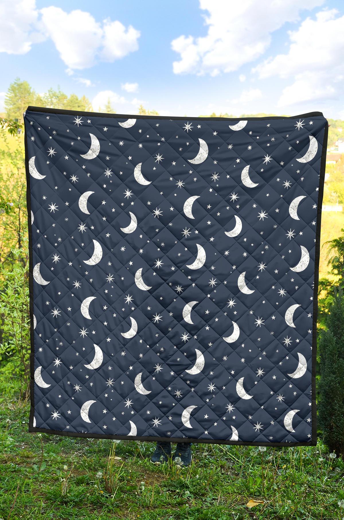 Moon Star Print Pattern Quilt-grizzshop