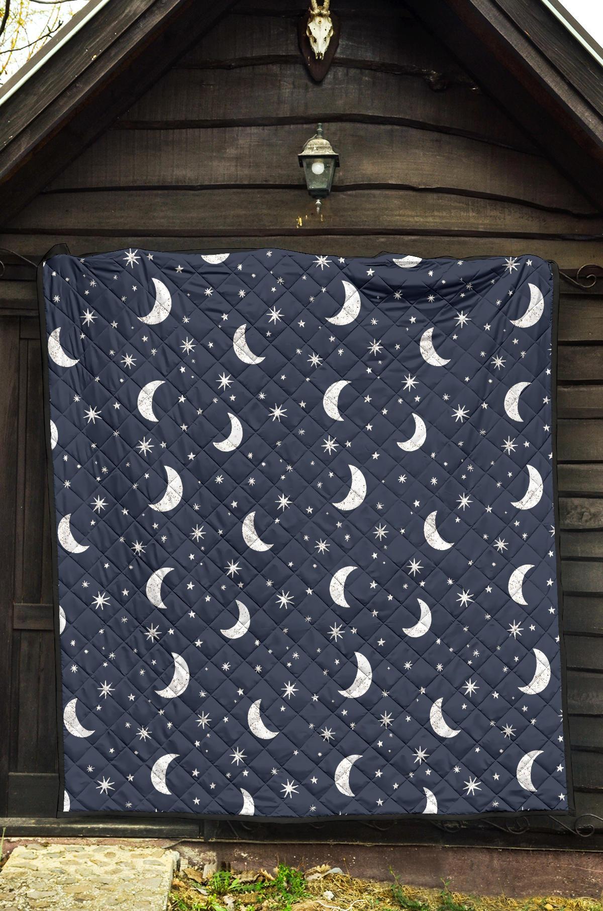 Moon Star Print Pattern Quilt-grizzshop