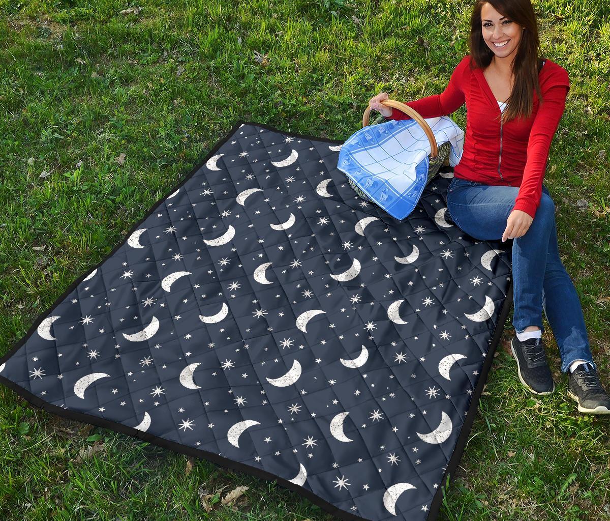 Moon Star Print Pattern Quilt-grizzshop