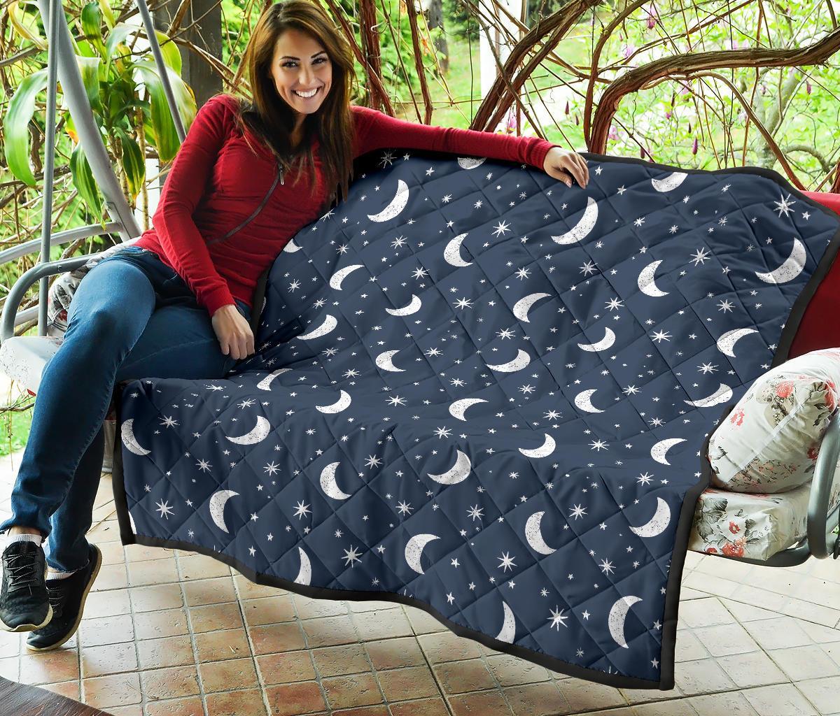 Moon Star Print Pattern Quilt-grizzshop