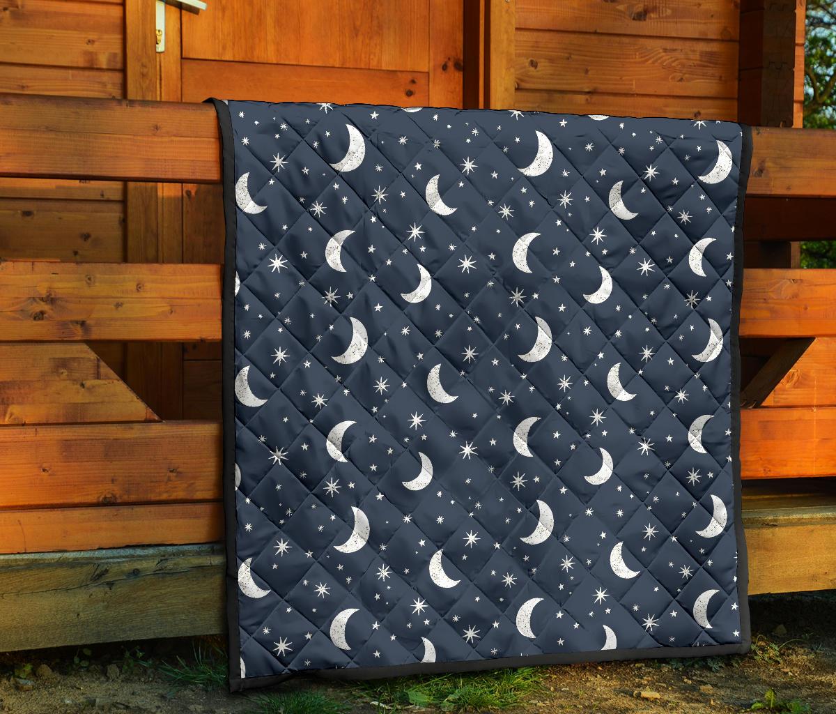 Moon Star Print Pattern Quilt-grizzshop