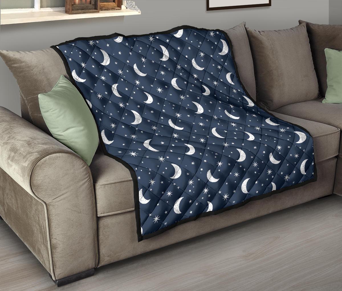 Moon Star Print Pattern Quilt-grizzshop